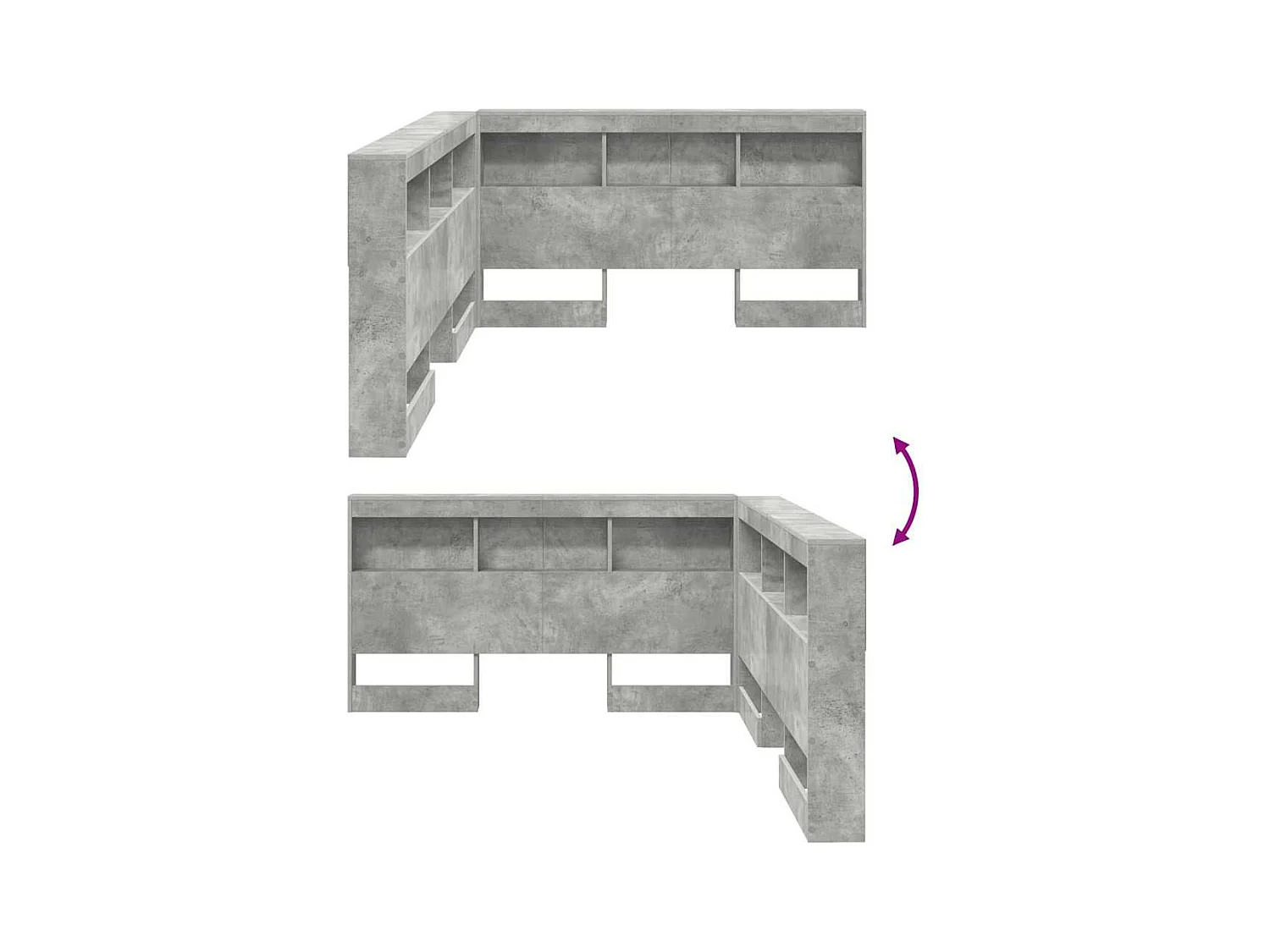 Tête de lit de rangement Gris béton 150 cm Bois d'ingénierie