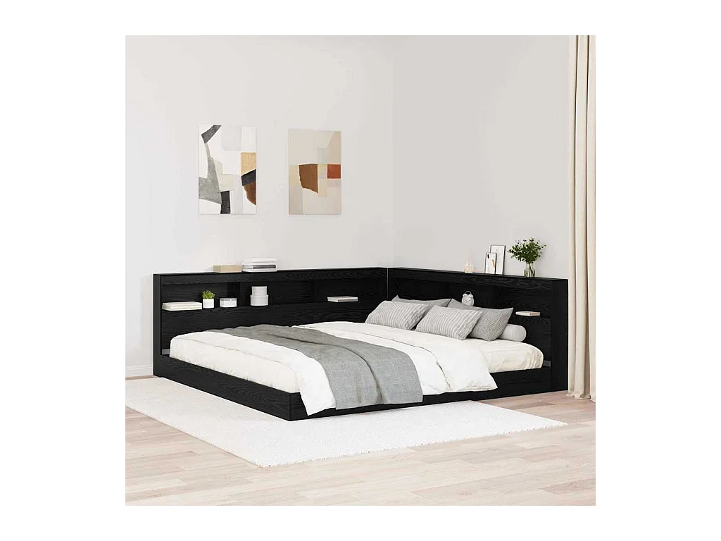 Tête de lit de rangement Chêne noir 200 cm Bois d'ingénierie