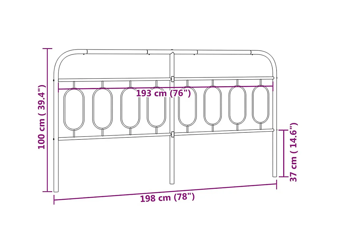 Tête de lit métal blanc 193 cm