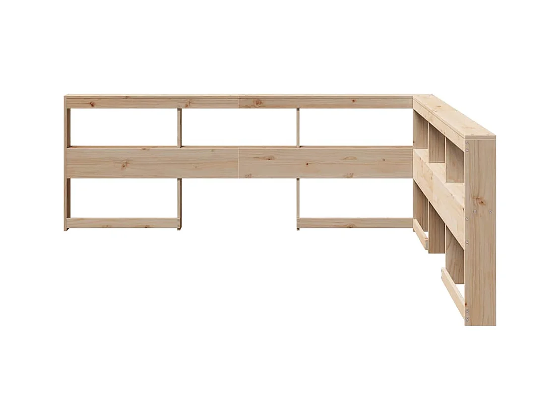Cabecero librería en forma de L madera maciza de pino 200 cm