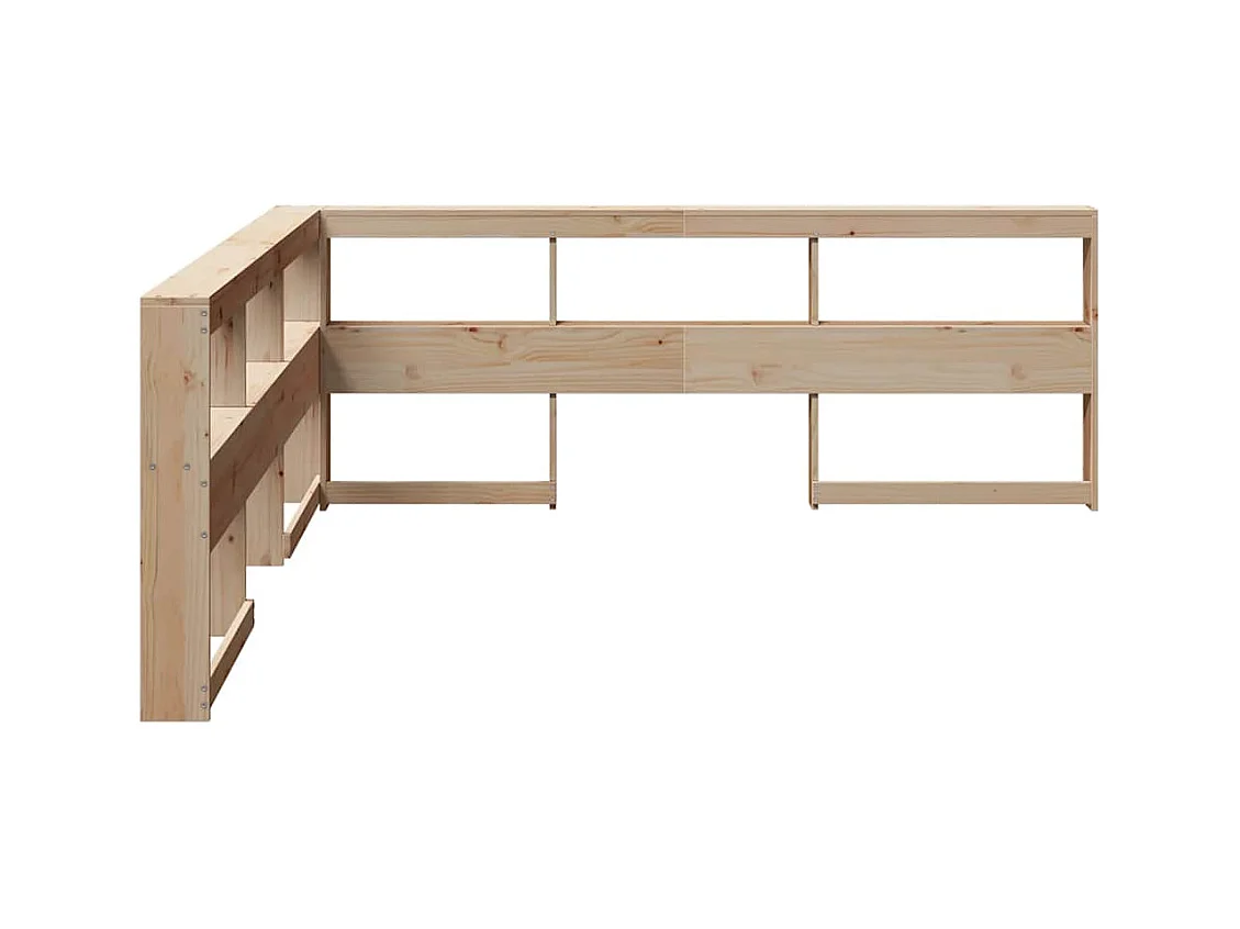 Cabecero librería en forma de L madera maciza de pino 200 cm