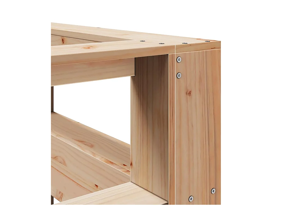 Cabecero librería en forma de L madera maciza de pino 200 cm