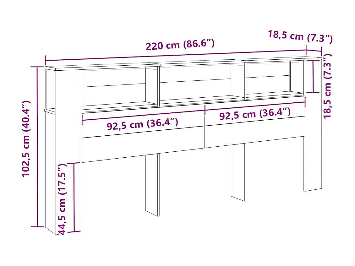 Tête de Lit 220 x 18,5 x 104,5 cm Bois d'ingénierie