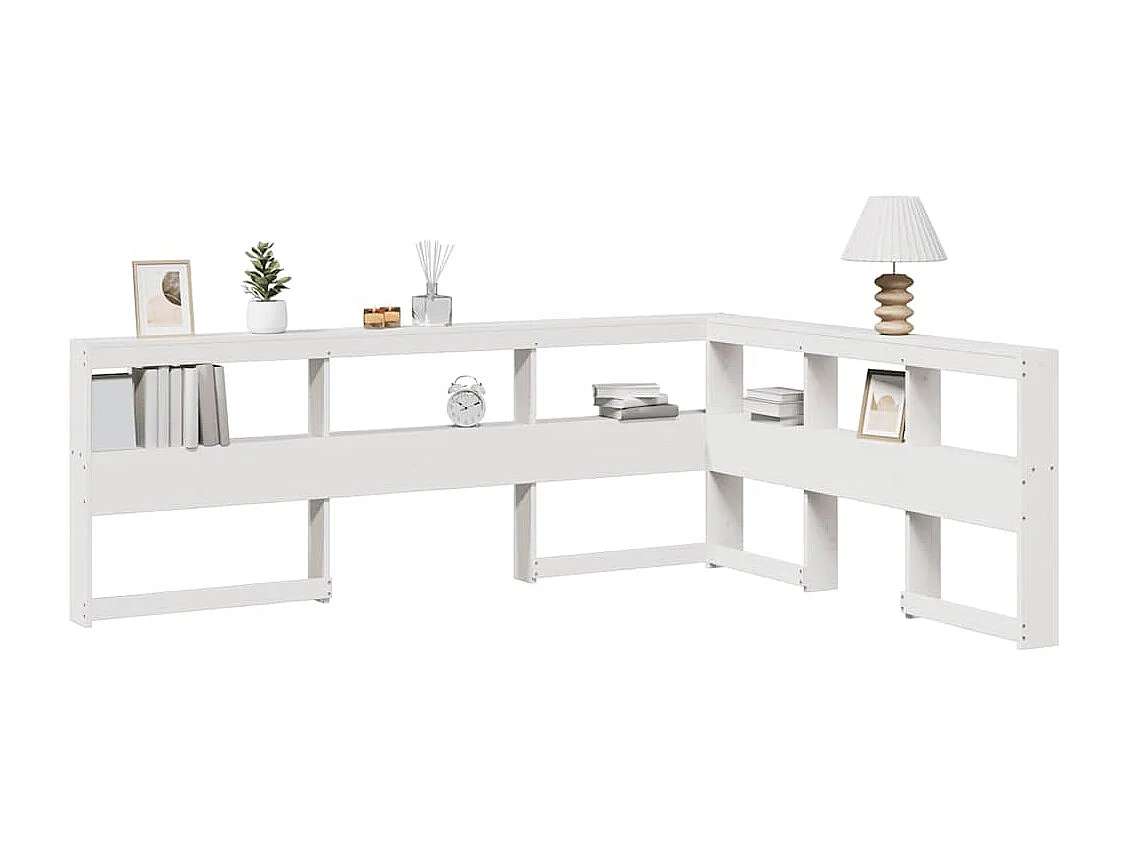 Tête de lit de bibliothèque forme de L 135 cm bois massif pin