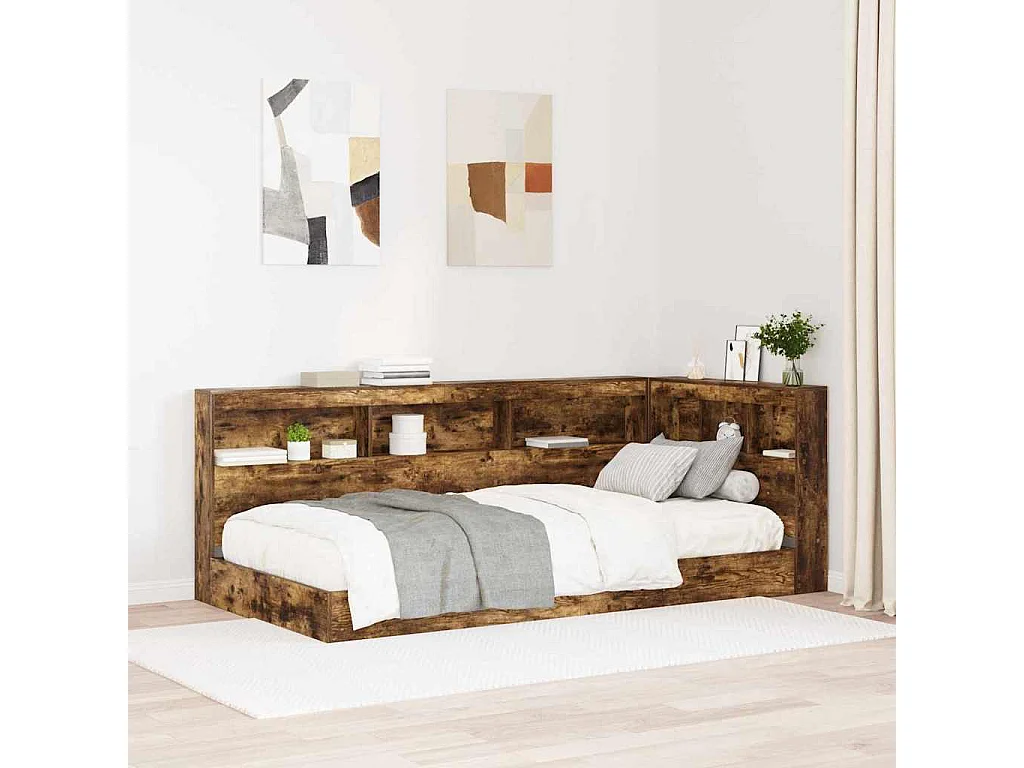 Tête de lit de rangement Chêne fumé 90 cm Bois d'ingénierie