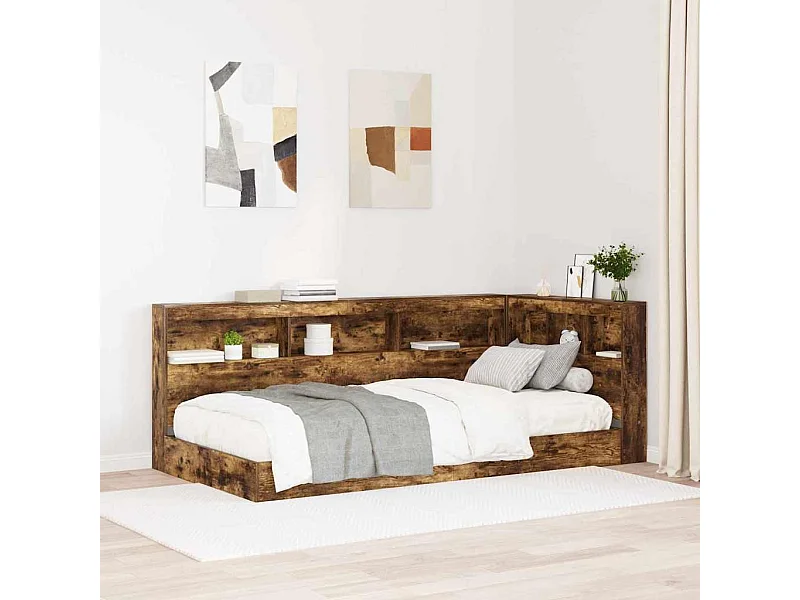 Tête de lit de rangement Chêne fumé 90 cm Bois d'ingénierie