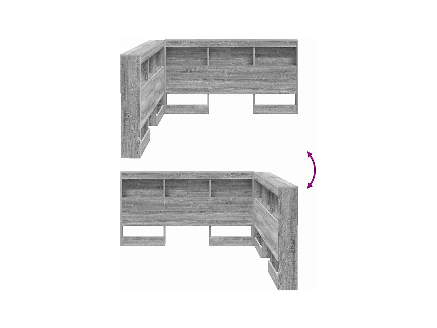 Tête de lit de rangement Sonoma gris 135 cm Bois d'ingénierie
