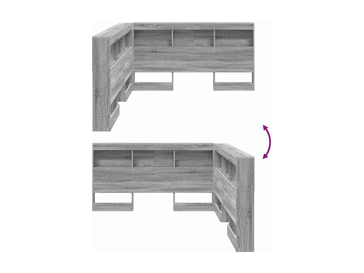 Tête de lit de rangement Sonoma gris 135 cm Bois d'ingénierie