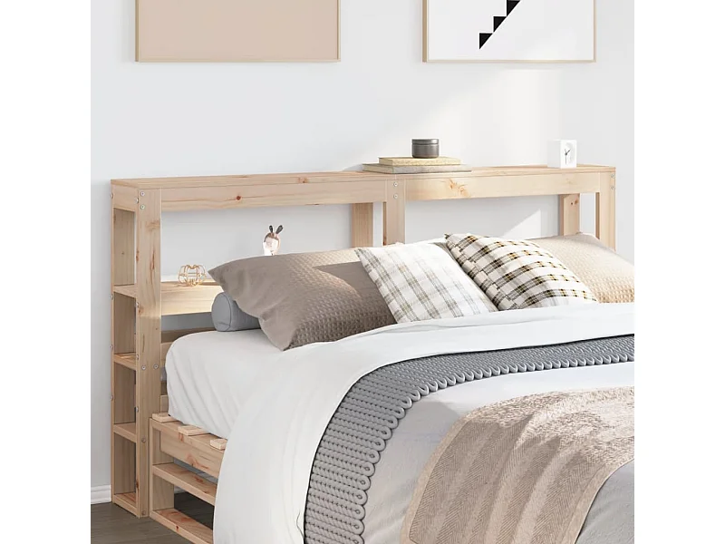 Cabecero de cama con estantes madera maciza de pino 120 cm