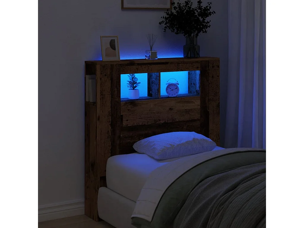 Tête de lit à LED vieux bois 100x18,5x103,5cm bois d'ingénierie