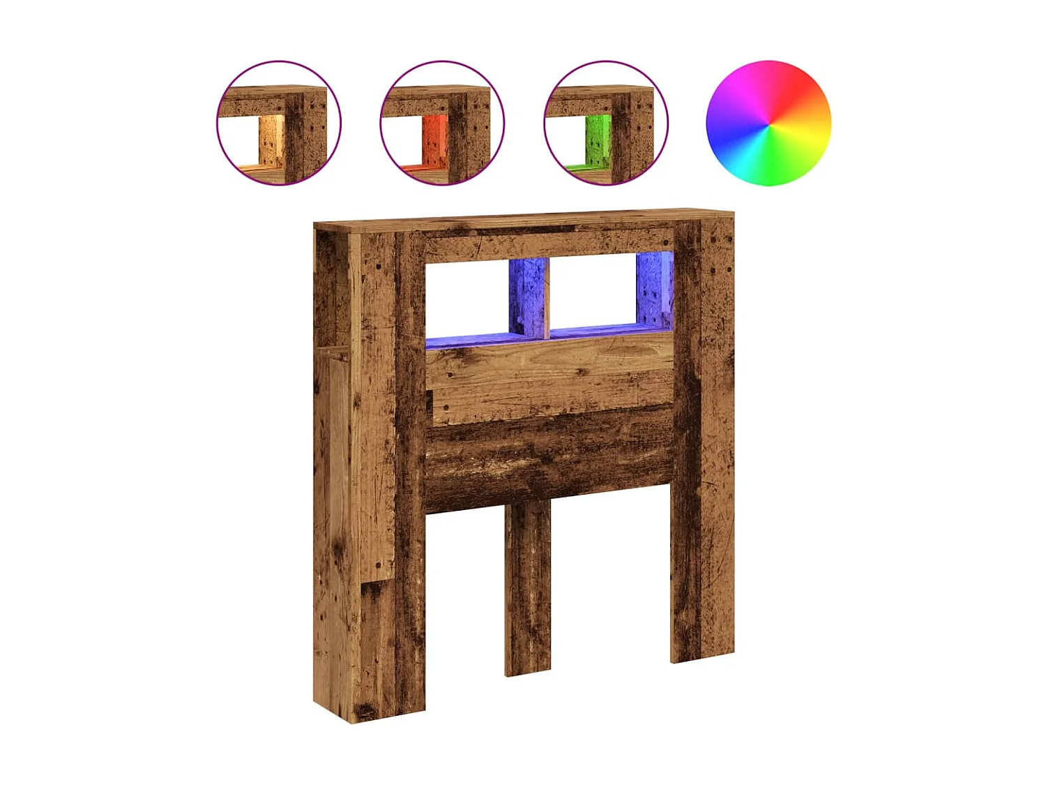 Tête de lit à LED vieux bois 100x18,5x103,5cm bois d'ingénierie