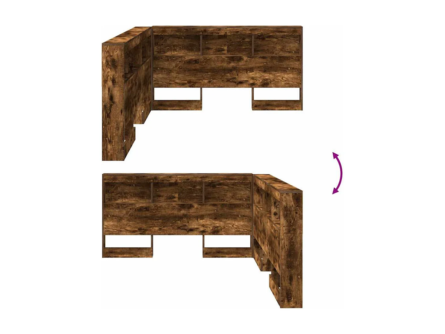 Tête de lit de rangement Chêne fumé 140 cm Bois d'ingénierie