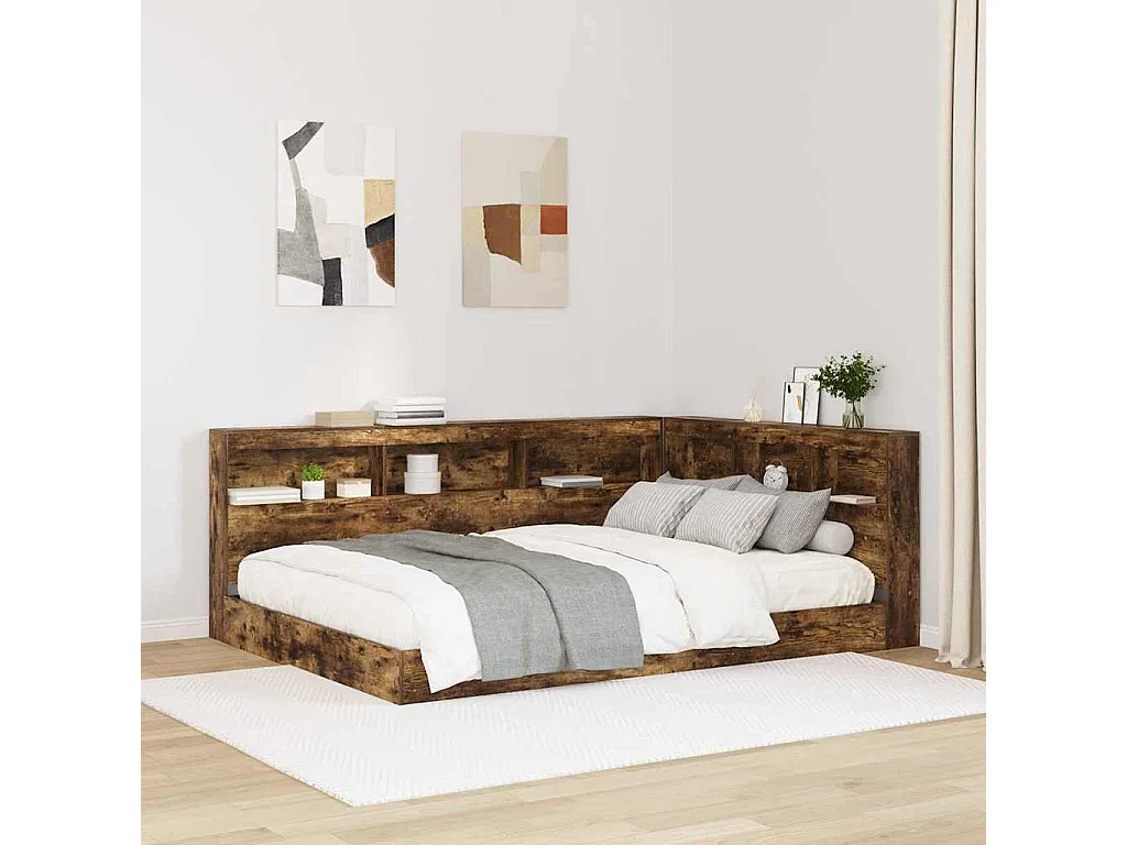 Tête de lit de rangement Chêne fumé 160 cm Bois d'ingénierie