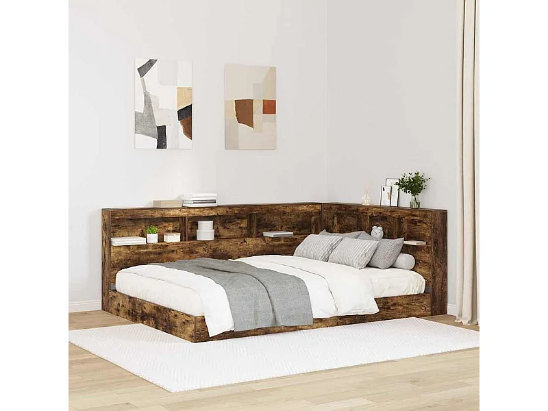 Tête de lit de rangement Chêne fumé 160 cm Bois d'ingénierie