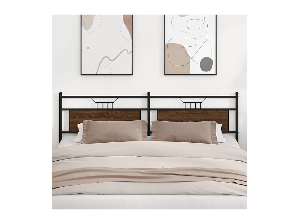 Tête de lit chêne marron 193 cm bois d'ingénierie et acier