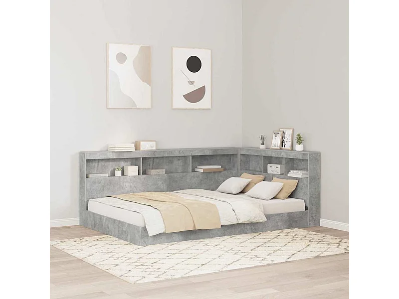 Tête de lit de rangement Gris béton 120 cm Bois d'ingénierie
