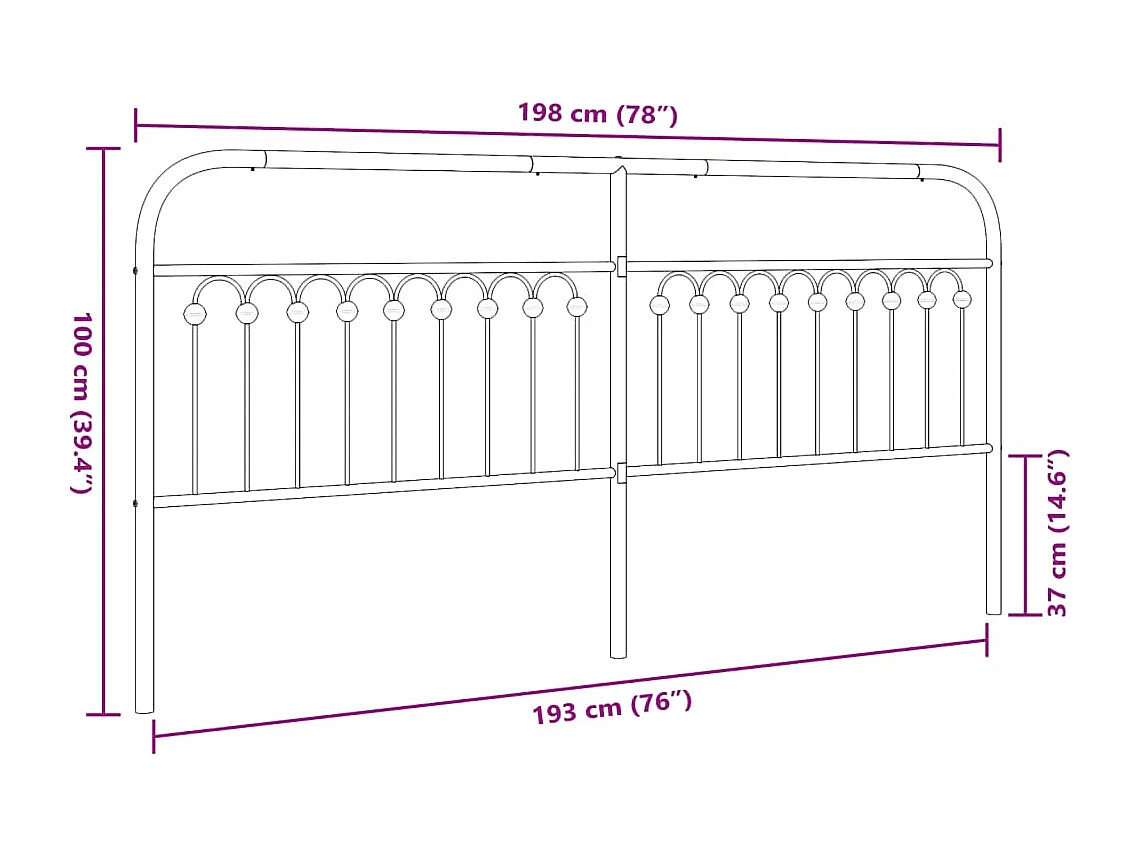 Hoofdbord 193 cm metaal wit