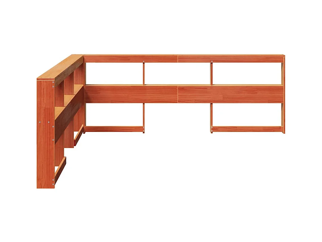 Tête de lit de bibliothèque en forme de L bois massif de pin