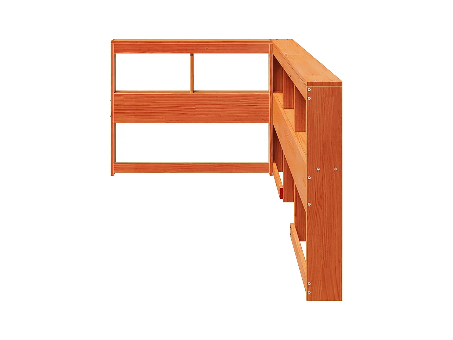 Tête de lit de bibliothèque en forme de L bois massif de pin