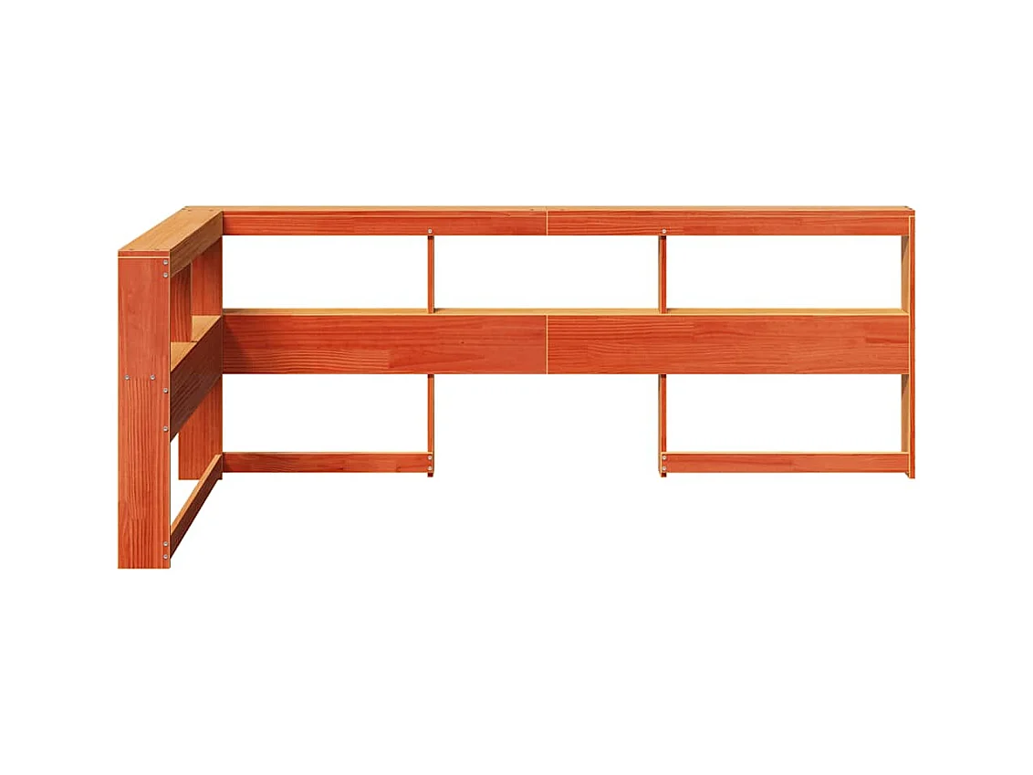 Tête de lit de bibliothèque en forme de L bois massif de pin