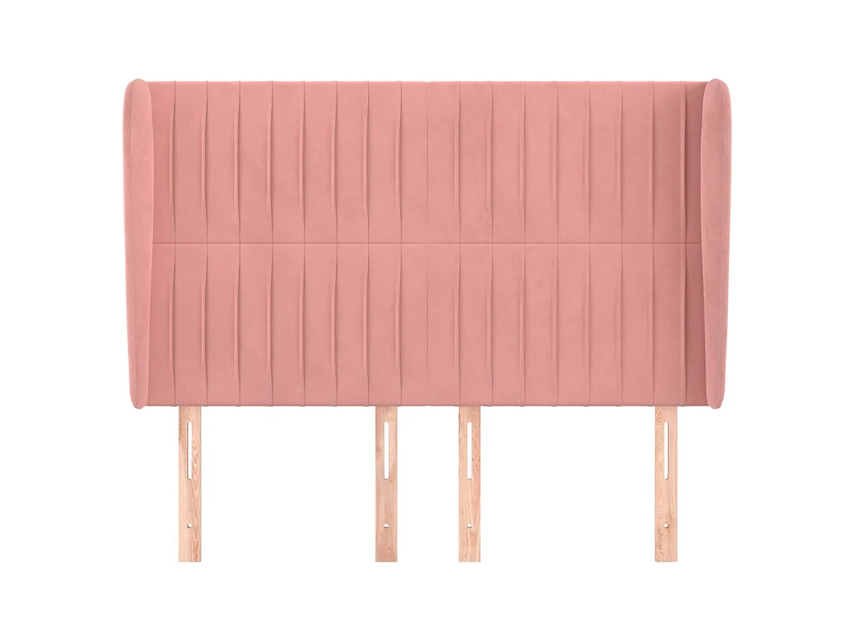 Hoofdbord met randen 147x23x118/128 cm fluweel roze