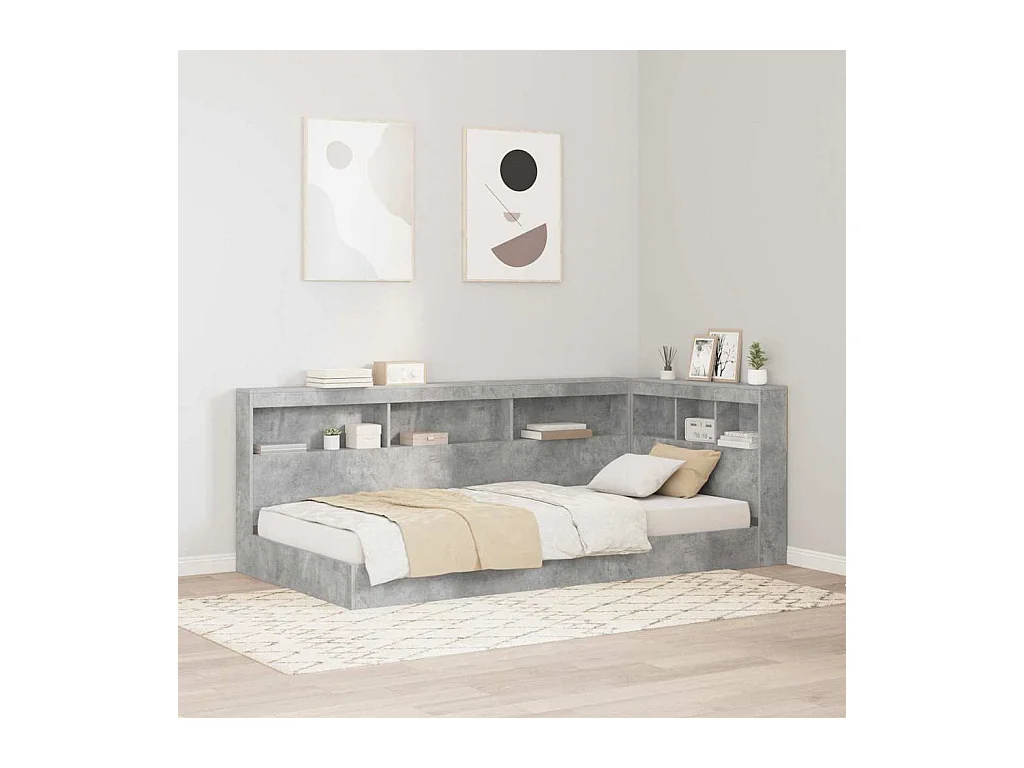 Cabecera de almacenamiento con estante Gris hormigón 80 cm