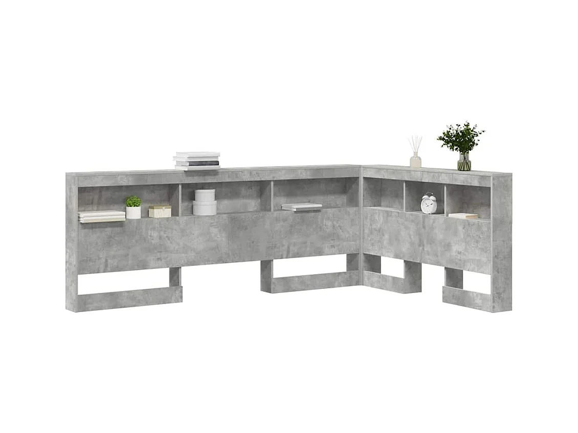 Cabecera de almacenamiento con estante Gris hormigón 120 cm
