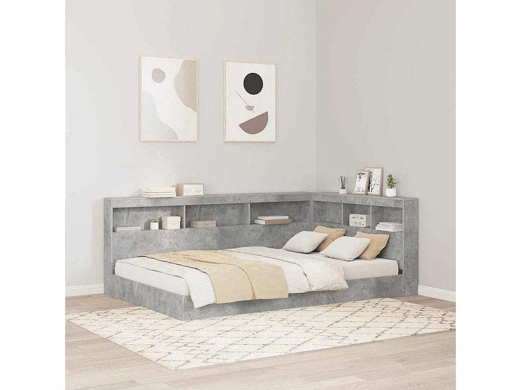 Tête de lit de rangement Gris béton 120 cm Bois d'ingénierie