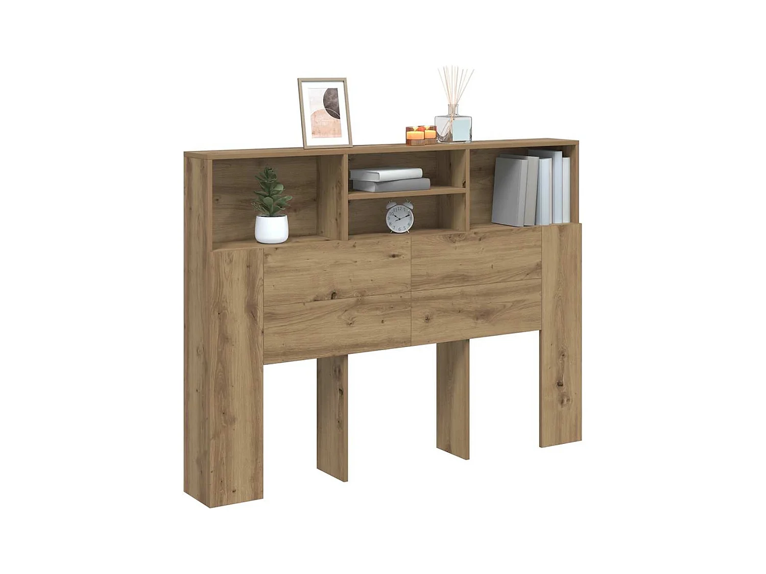 Armoire de tête de lit chêne artisanal 140x19x103,5 cm