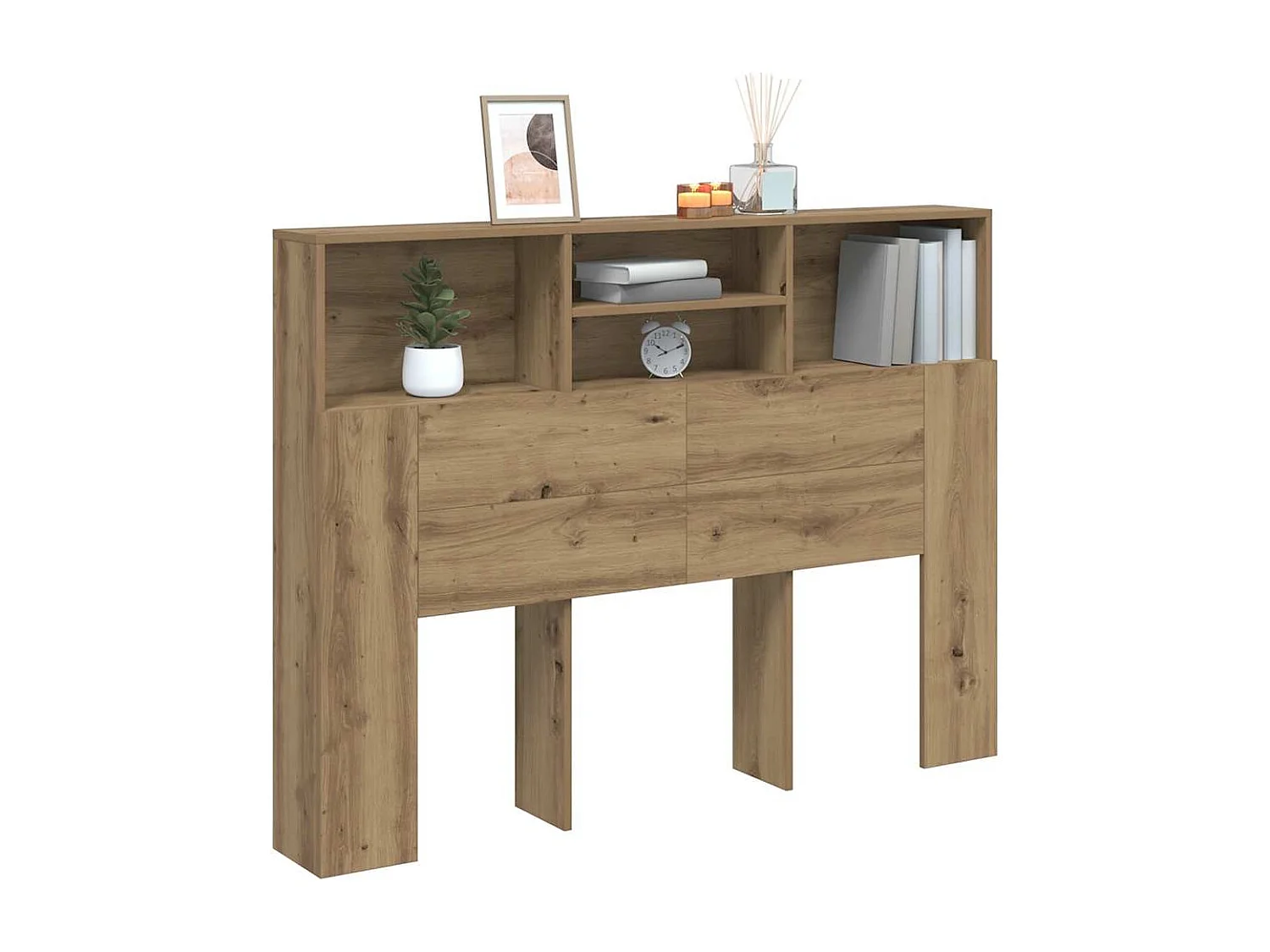 Armoire de tête de lit chêne artisanal 140x19x103,5 cm