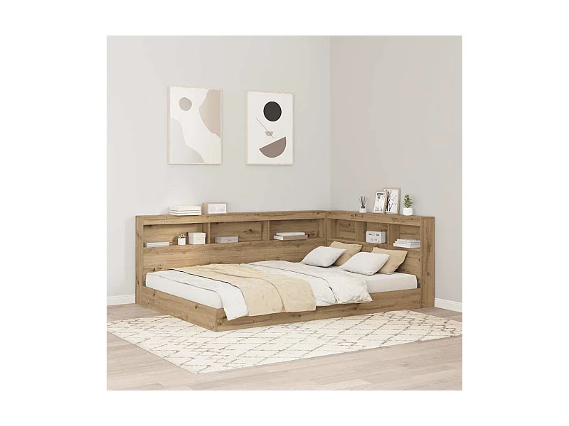 Cabecera de almacenamiento con estante Roble artisan 140 cm