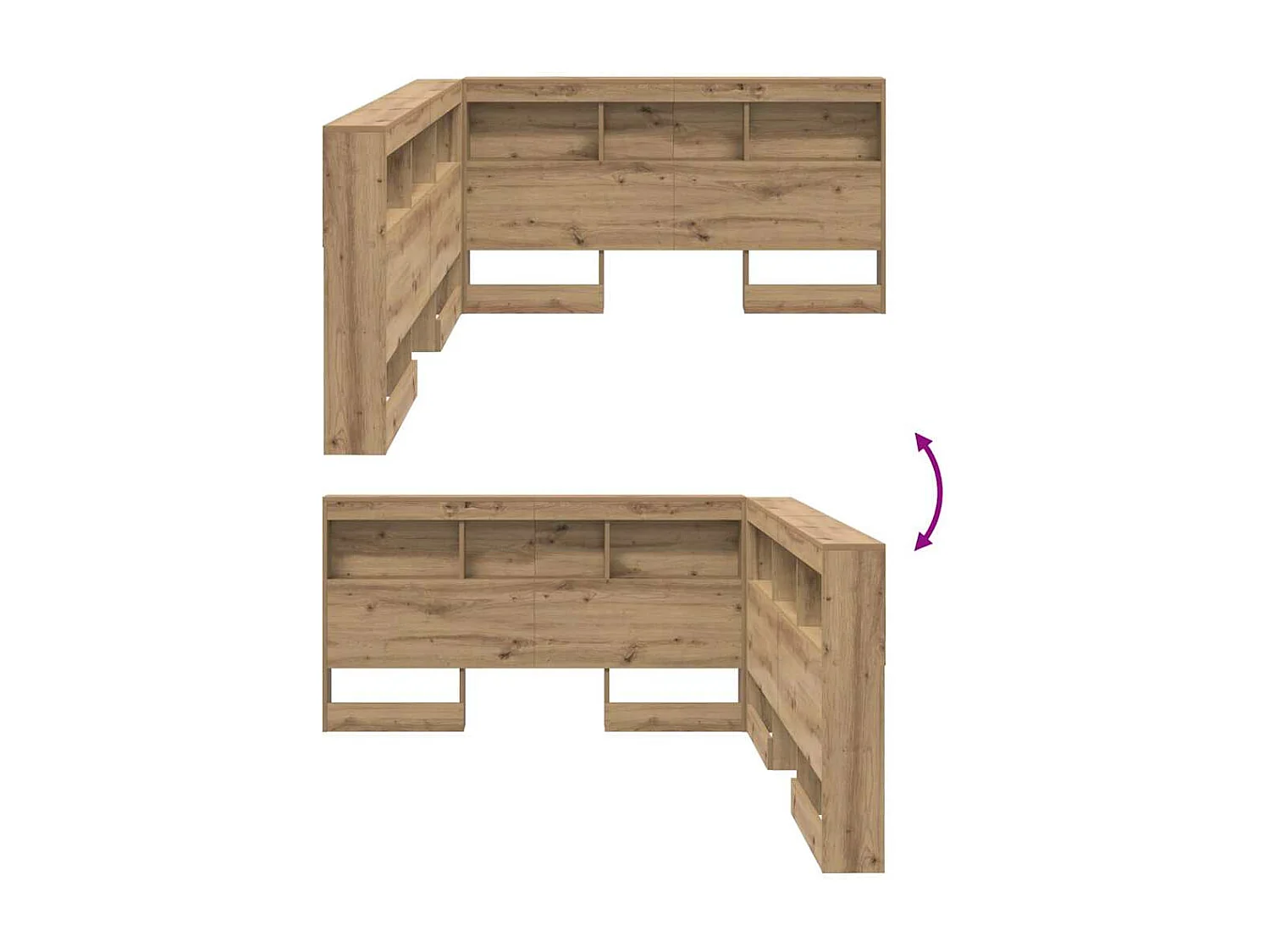 Tête de lit de rangement avec étagère chêne artisanal 140 cm