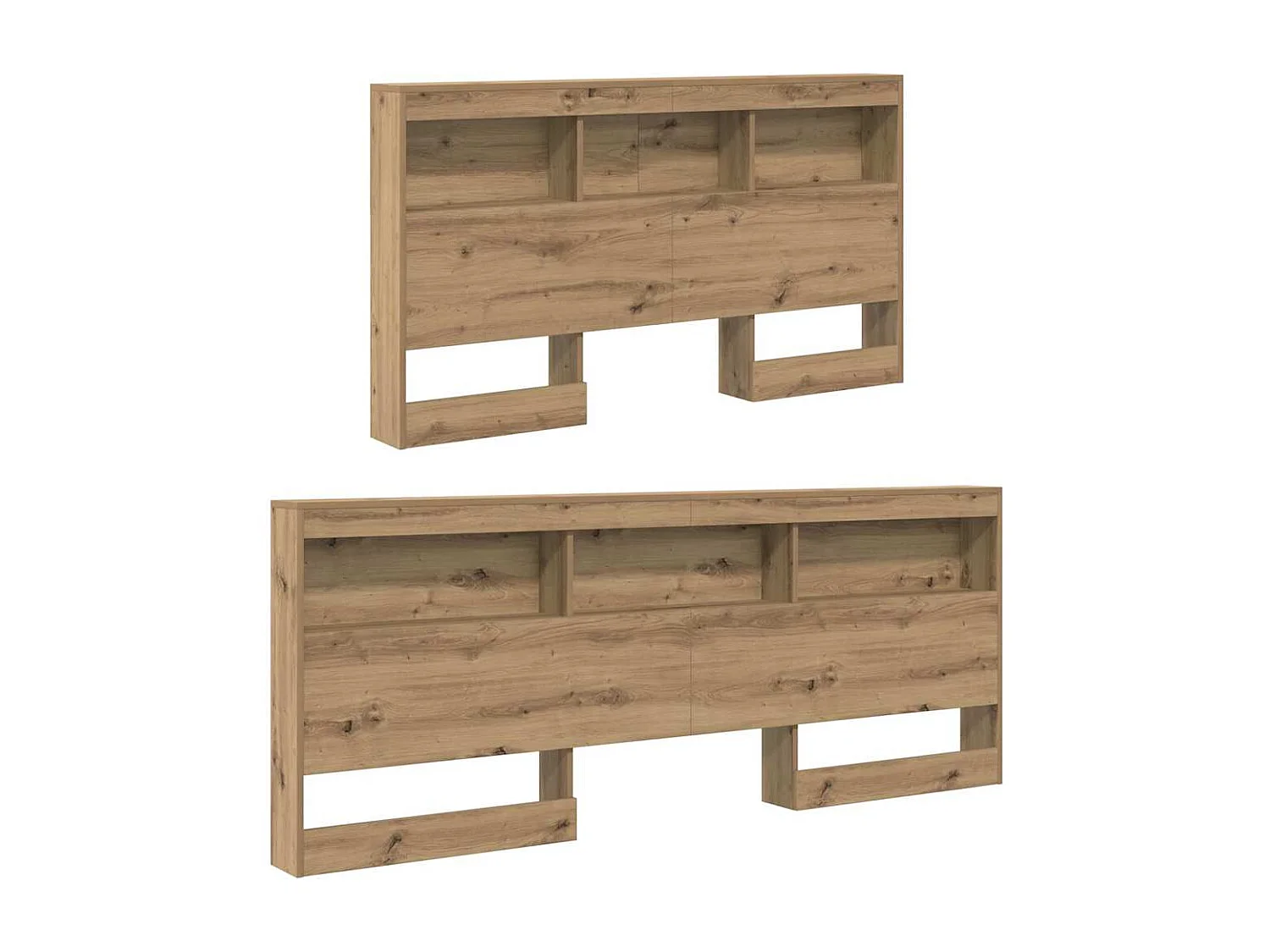 Tête de lit de rangement avec étagère chêne artisanal 140 cm