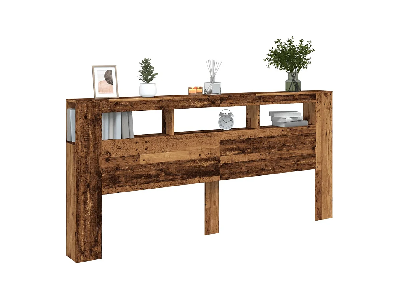 Tête de lit à LED vieux bois 220x18,5x103,5cm bois d'ingénierie