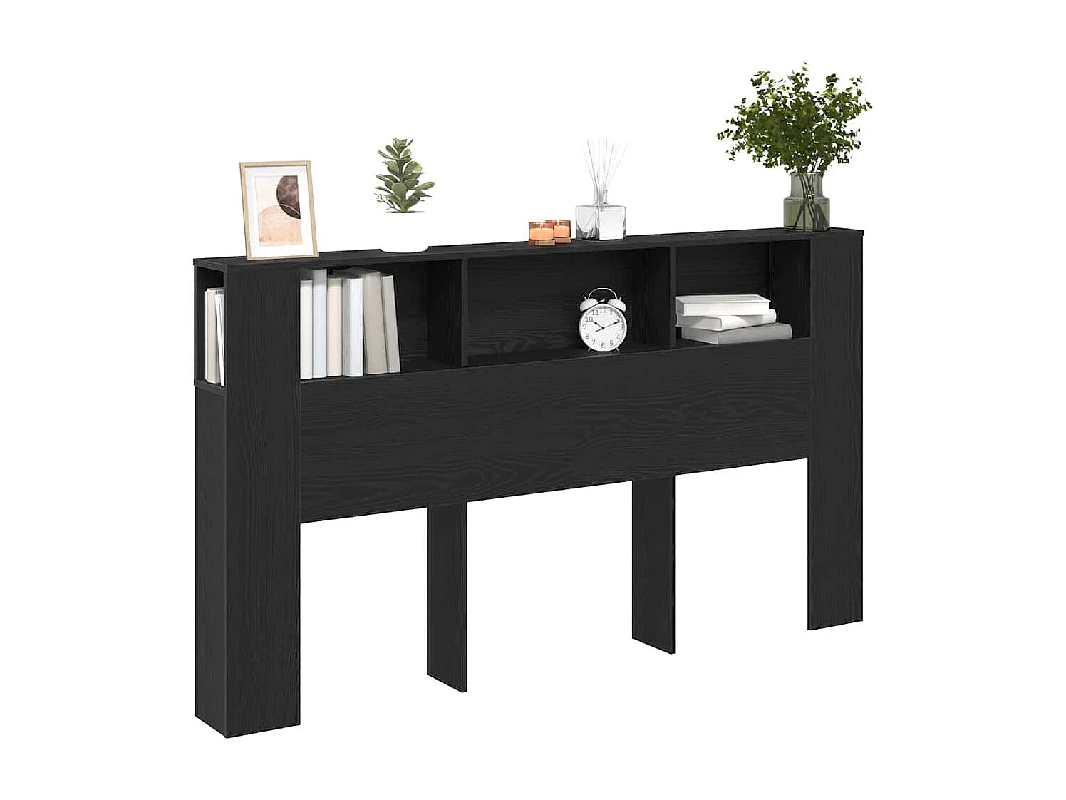 Hoofdeinde Kast Zwart eiken 180 x 18.5 x 102.5 cm Bewerkt hout