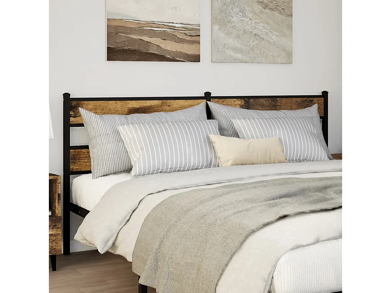 Tête de lit chêne fumé 193 cm fer et bois d'ingénierie