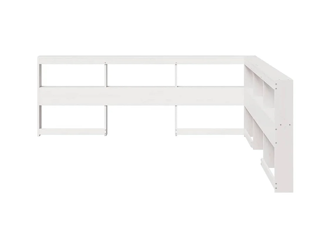 Estante cabeceira forma de L 180 cm madeira pinho maciça branco