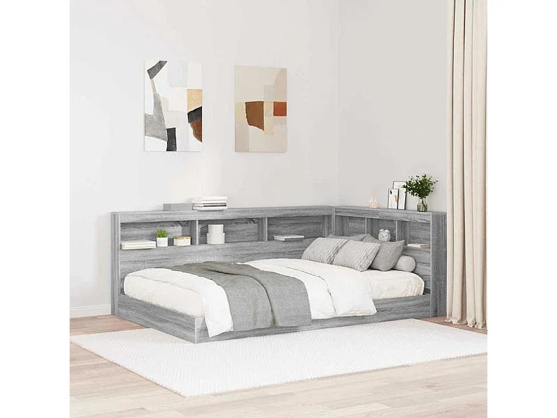 Cabecera de almacenamiento con estante Gris sonoma 120 cm