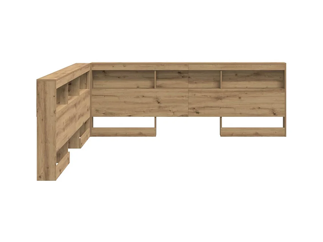 Tête de lit de rangement avec étagère chêne artisanal 200 cm