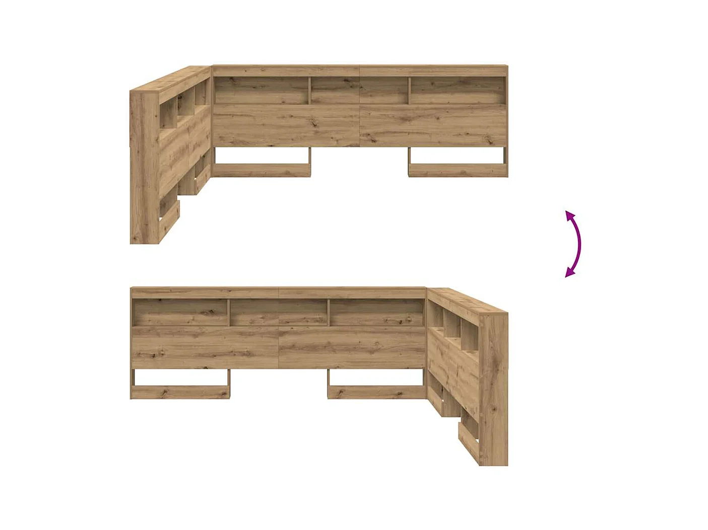 Tête de lit de rangement avec étagère chêne artisanal 200 cm