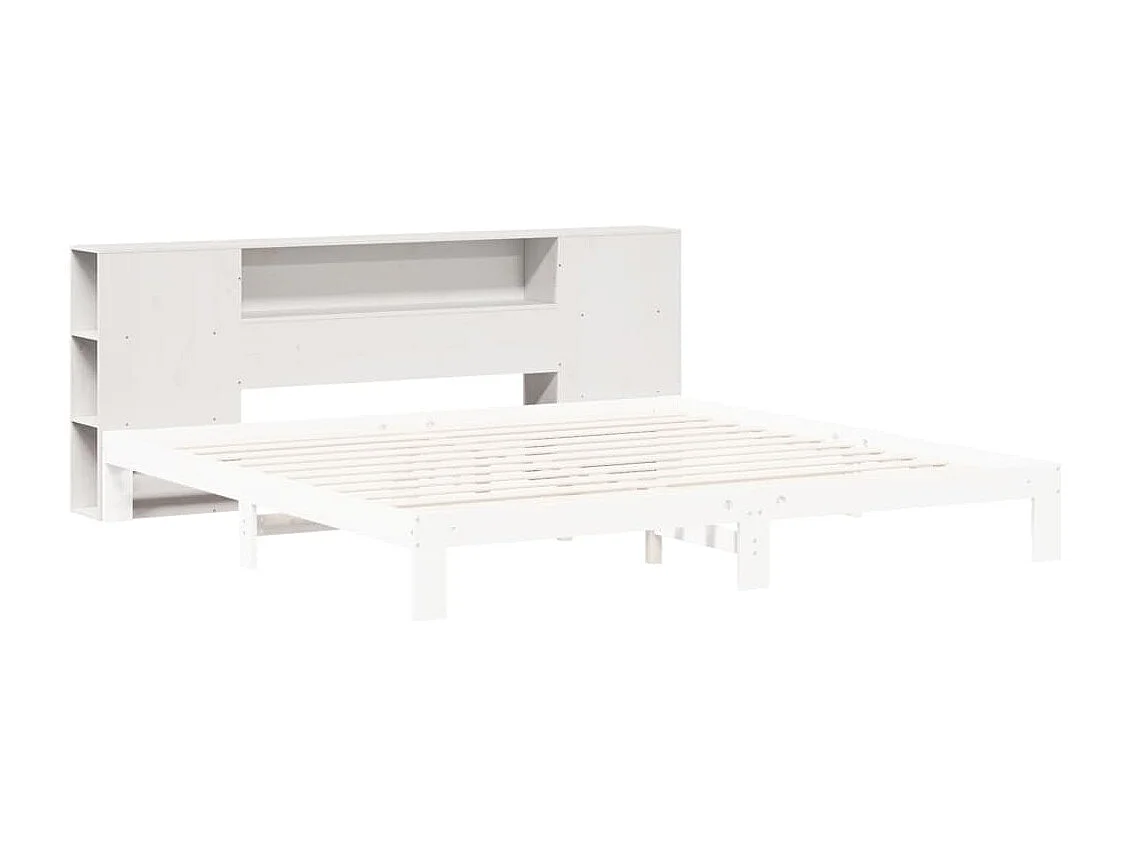 Cabeceira com arrumação 180 cm madeira de pinho maciça branco