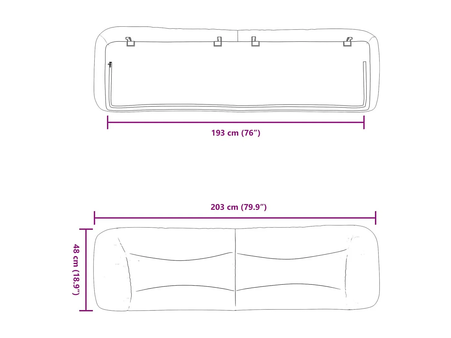Tête de lit gris clair 193 cm tissu
