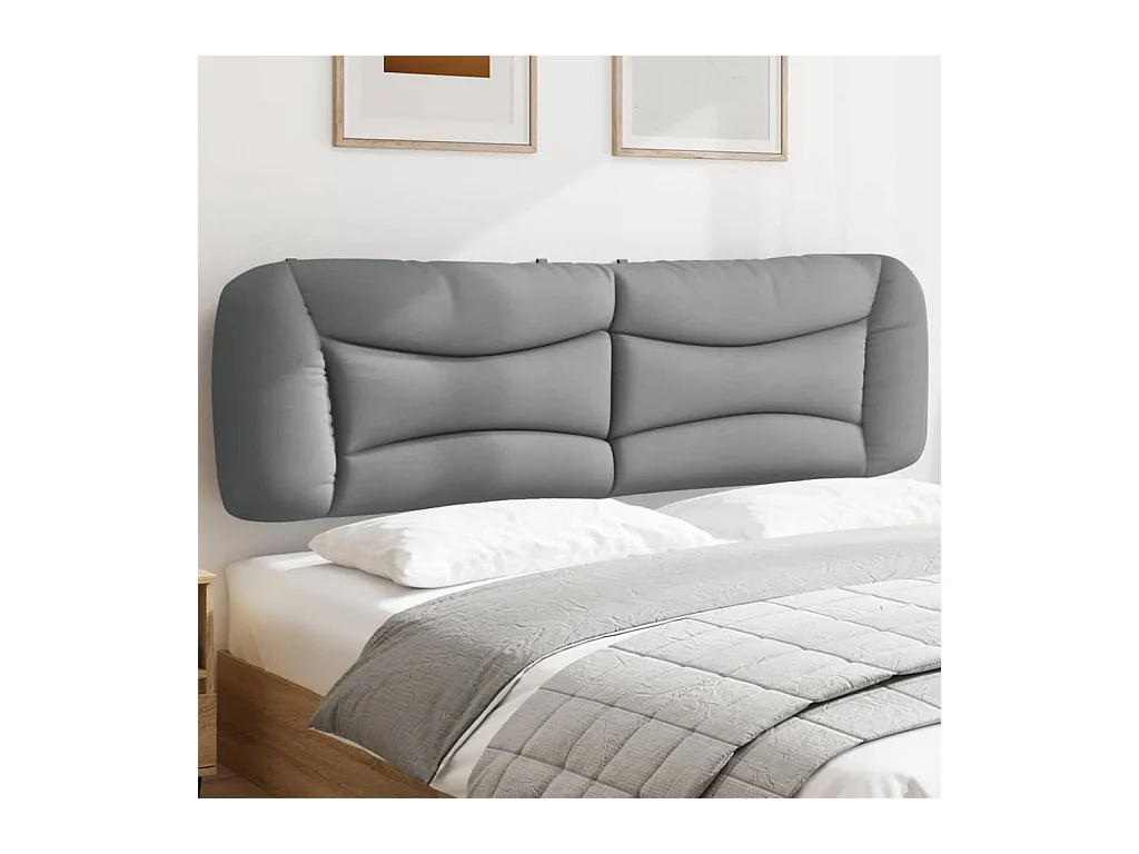 Cabecero de cama acolchado tela gris claro 193 cm