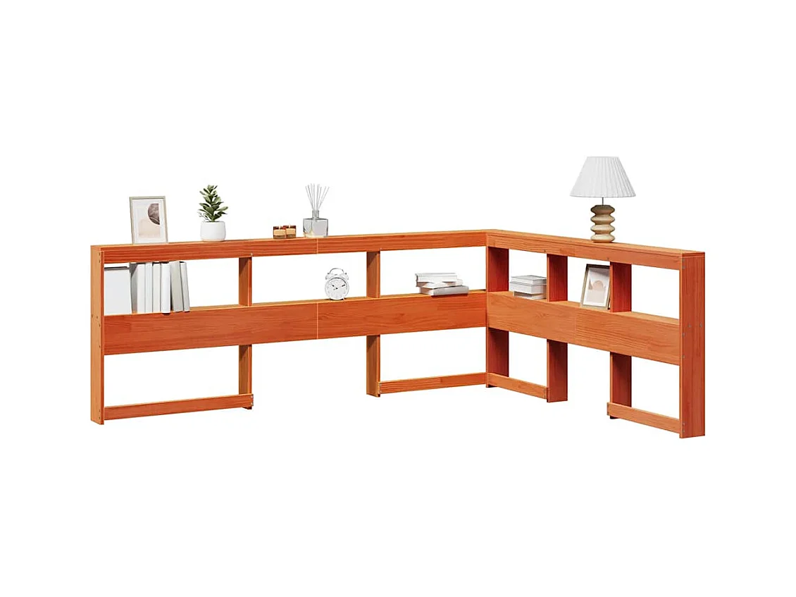 Estante cabeceira forma de L 135 cm pinho maciço castanho-mel