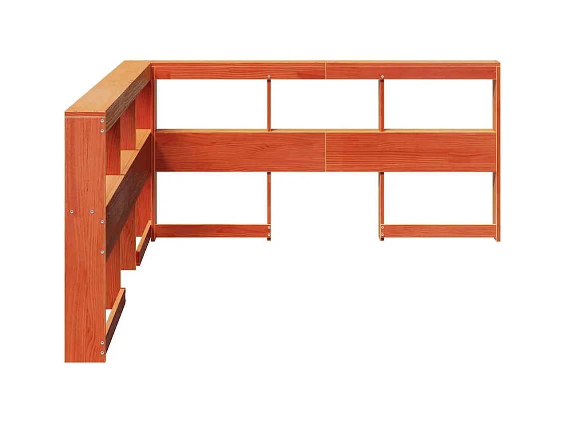 Estante cabeceira forma de L 135 cm pinho maciço castanho-mel