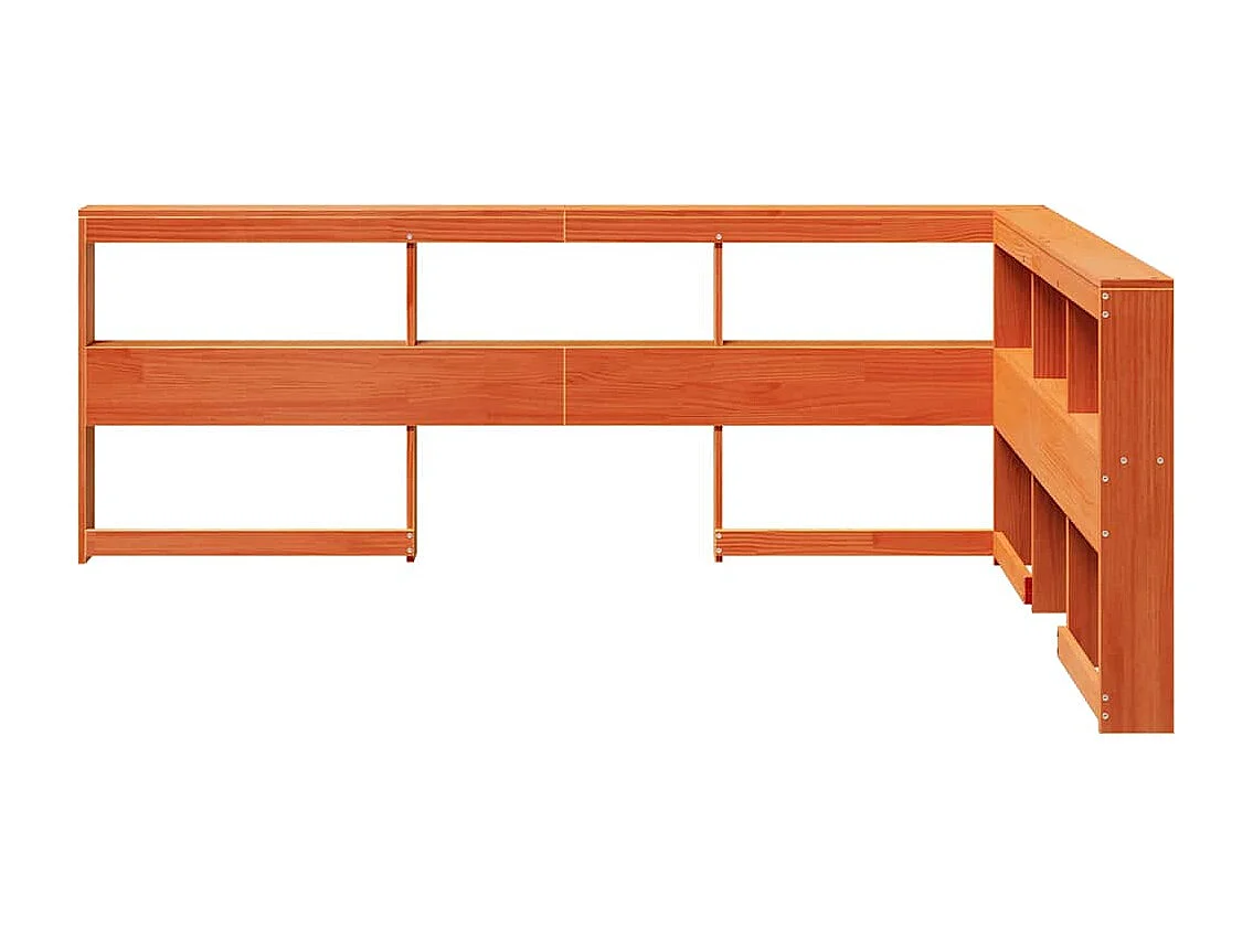 Tête de lit de bibliothèque forme de L 135 cm bois massif pin