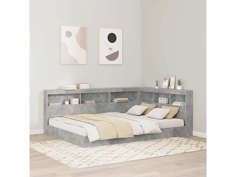 Tête de lit de rangement Gris béton 135 cm Bois d'ingénierie