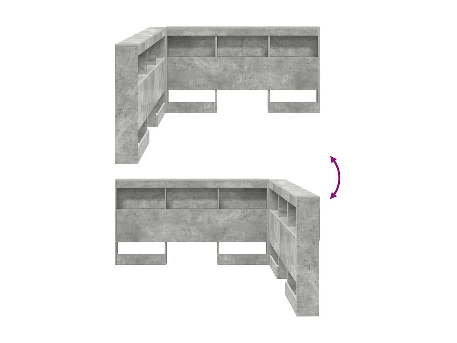 Tête de lit de rangement Gris béton 135 cm Bois d'ingénierie