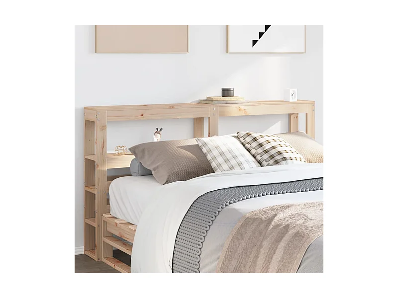Cabecero de cama con estantes madera maciza de pino 150 cm