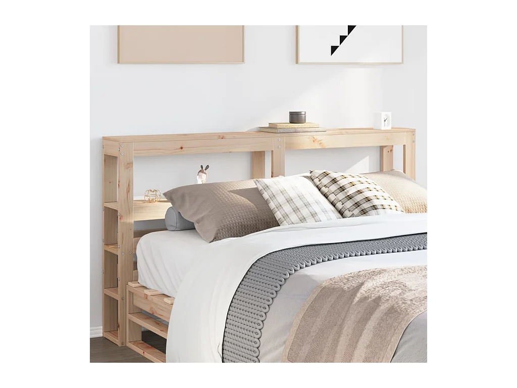 Cabecero de cama con estantes madera maciza de pino 150 cm